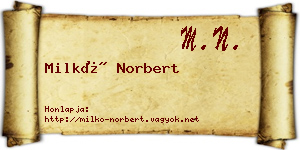 Milkó Norbert névjegykártya